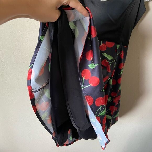 For Love And Lemons Xena Mini Cherry Dress Black Size S - Picture 10 of 10